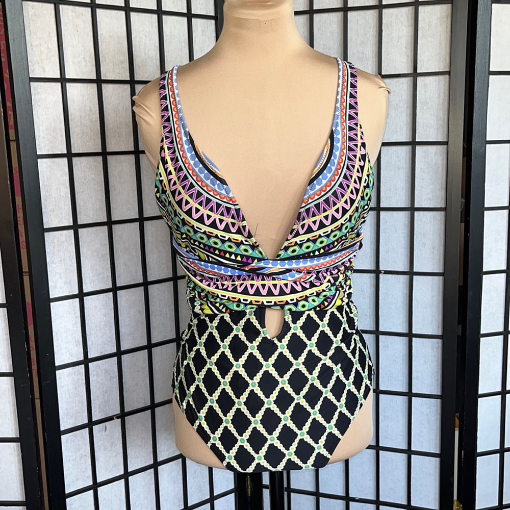 Trina Turk One Piece Multicolored Swimsuit with Cutouts and Back Tie 12